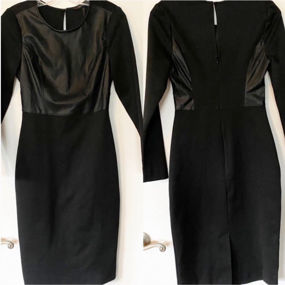 BCBGMaxAzria Mixed Media Leather Sheath Dress